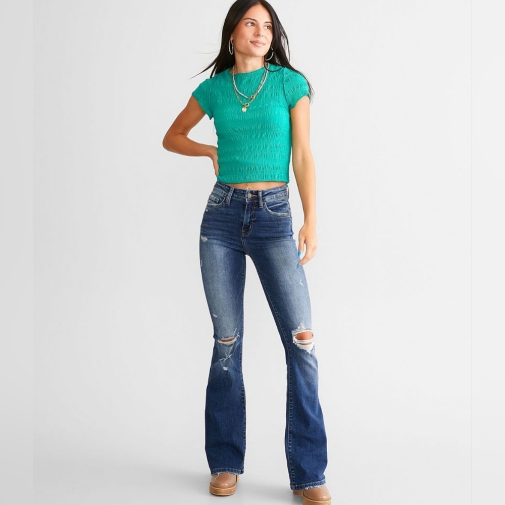 Flying Monkey Broken Promises High Rise Stretch Flare Jean Size 26